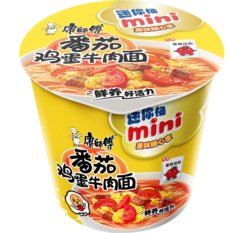 康师傅番茄鸡蛋方便面迷你桶