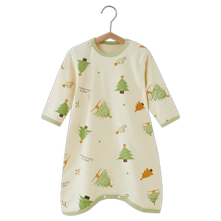 2026新款婴儿纯棉睡袍男女宝宝肩扣短袖睡衣裙薄款儿童家居服睡袋