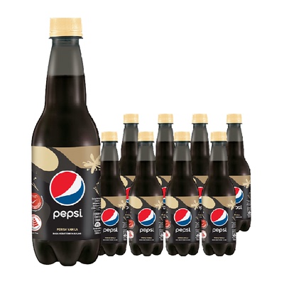 百事可乐无糖香草味汽水碳酸饮料400ml*8瓶整装0糖0卡饮品