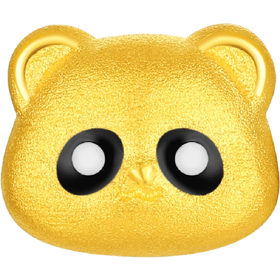 潮宏基趣玩足金黄金珐琅熊猫耳钉