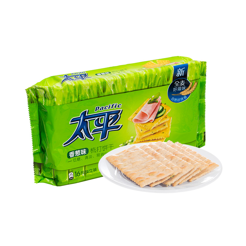 亿滋太平梳打饼干香葱味400g酵母苏打代餐清淡减盐休闲零食16小包