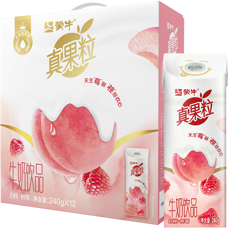 真果粒牛奶饮品白桃树莓味240g×10包