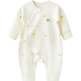 微狮牧尼新生婴儿衣服春秋款初生宝宝秋装和尚服长袖连体哈衣爬服