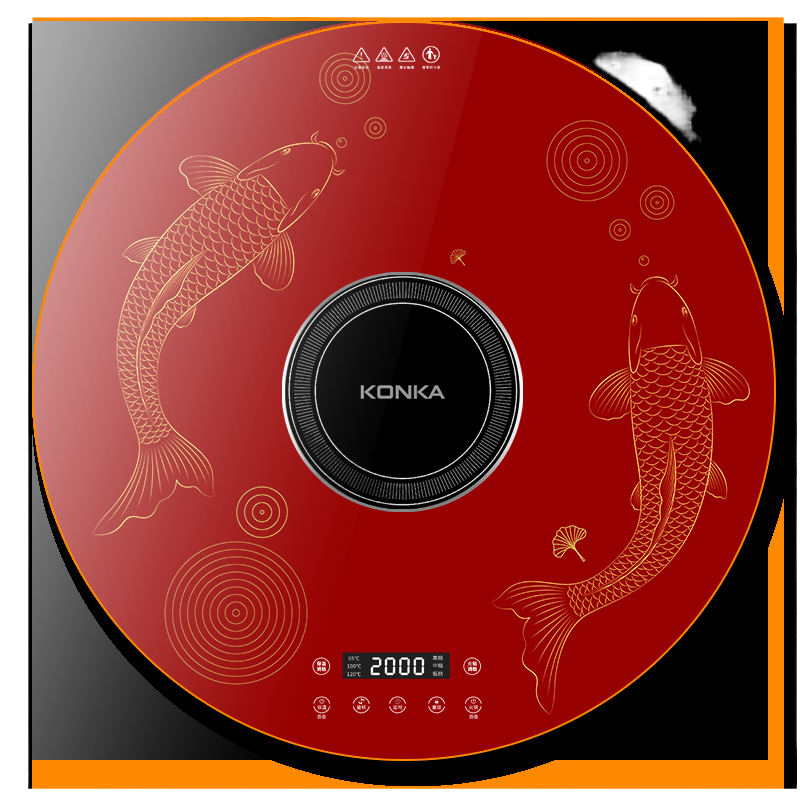 康佳新中式年年有余图案电磁炉火锅暖菜板家用餐桌转盘饭菜加热板