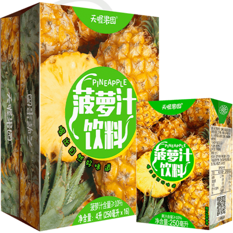 天喔果园菠萝汁250ml*16盒整箱饮料果汁饮品火锅聚会囤货