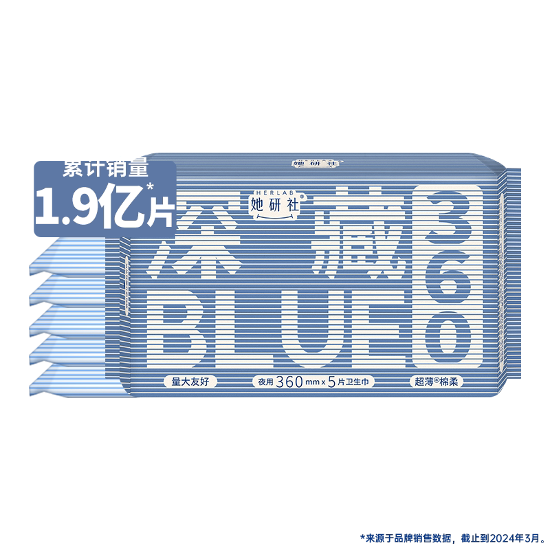 她研社卫生巾深藏BLUE轻透款超薄透气姨妈巾日用夜用长度可选 生薄实拍商品图