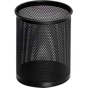 得力笔筒圆形金属网格笔插文具商务笔类收纳简约时尚化妆刷收纳筒