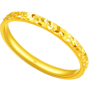 周大福精致璀璨爆闪碎碎冰碎金金足金黄金戒指礼物EOF1216