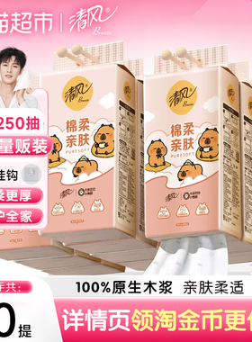 【下拉享优惠】清风悬挂式抽纸巾4层卫生纸挂抽多规格新老随机发