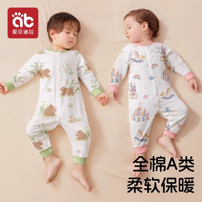 爱贝迪拉秋冬款宝宝睡衣连体衣