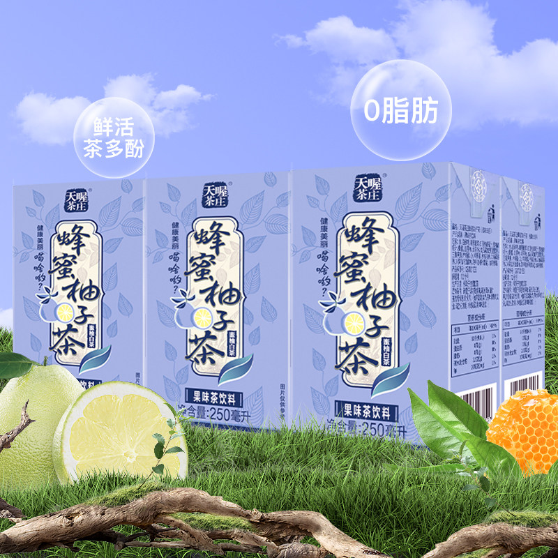 天喔茶庄蜂蜜柚子茶白茶口味250ml*6盒/组果味饮品网红茶饮料