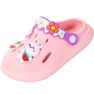 儿童洞洞鞋夏季女宝宝沙滩鞋小童拖鞋带后跟儿童凉拖软底防滑男童