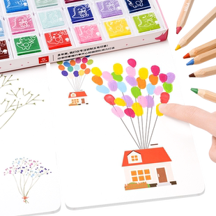 奕思瑞儿童手指印天使画画图册幼儿园手掌画玩具印泥绘画工具