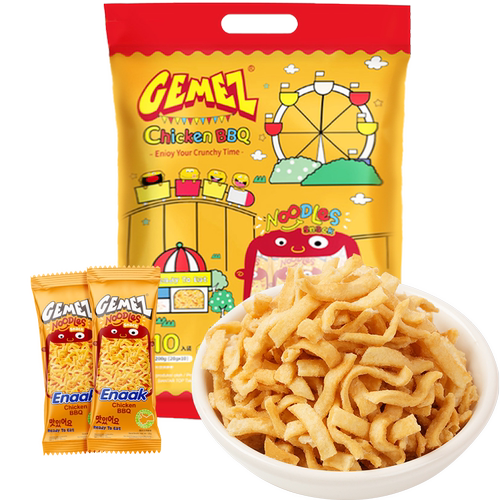 印尼进口GEMEZ休闲膨化网红追剧零食烧烤味小鸡面空心干脆面10包