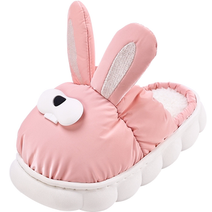 儿童拖鞋冬季女童棉拖鞋兔子男童拖鞋棉家居室内厚底大童加绒拖鞋