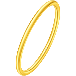 周大福简约素圈足金黄金戒指计价婚嫁F220488