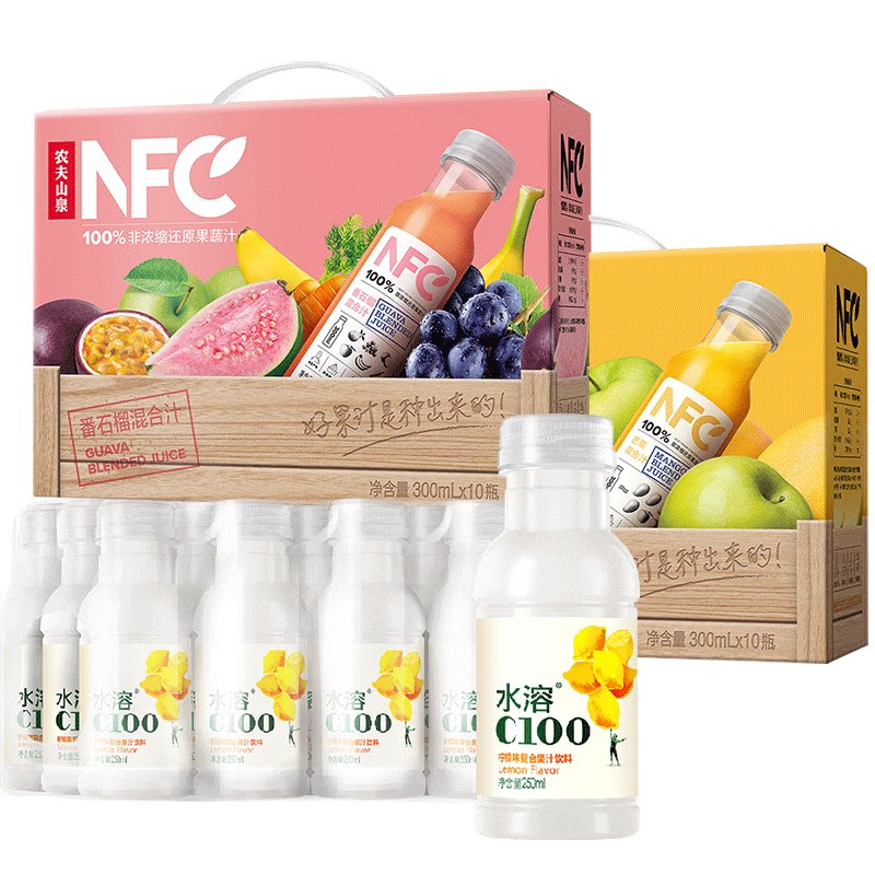 农夫山泉300ml*共20（番石榴+芒果）+水溶C250ml*12柠檬味大礼包图片
