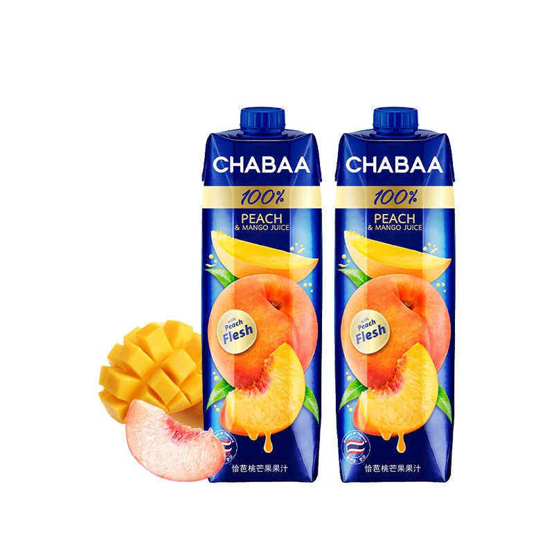 恰芭100%纯果汁桃芒果果汁1L×2盒