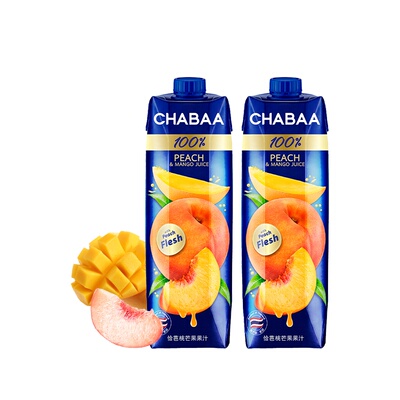 恰芭100%纯果汁桃芒果果汁1L×2盒