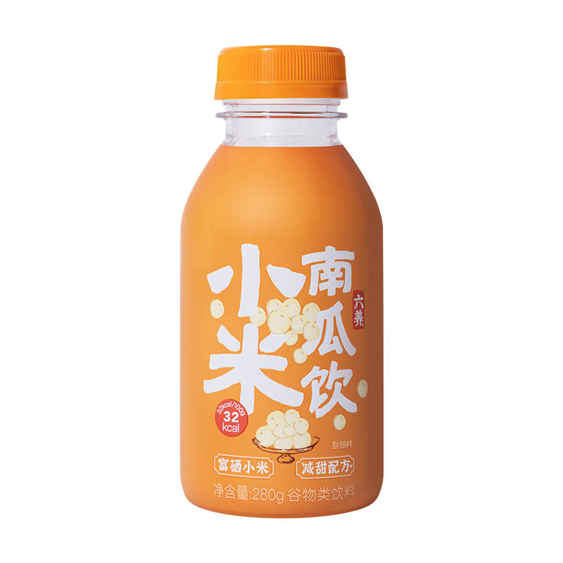 六养低脂小米南瓜汁甄选富硒小米低脂早餐五谷粗粮饮料280g*5瓶