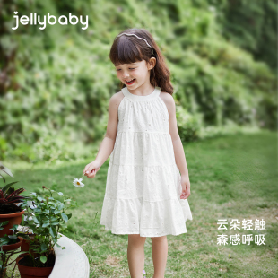 大童女孩裙子 连衣裙儿童洋气夏装 白色公主裙女童夏季 宝宝纯棉法式