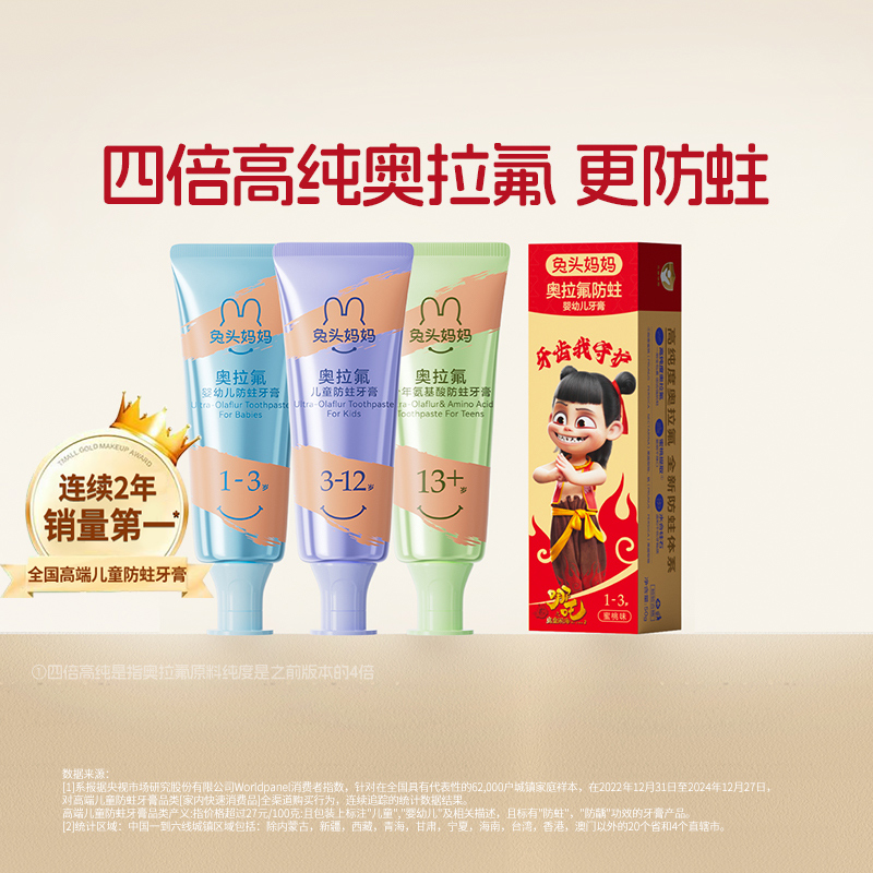 兔头妈妈高纯奥拉氟防蛀牙膏