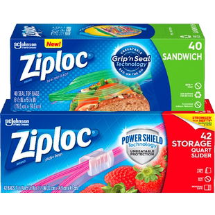 Ziploc密保诺进口家用食品袋保鲜袋零食袋密实袋拉链式密封袋82个