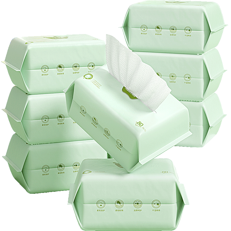 子初绵柔巾新生婴儿洗脸巾宝宝非棉柔巾一次性非湿纸巾80抽8包