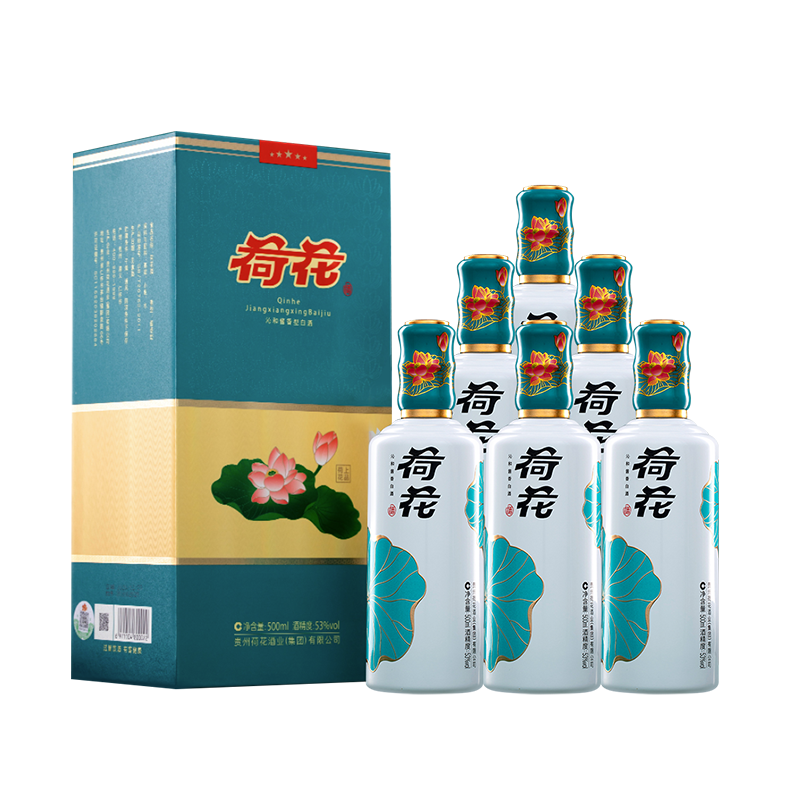 上品荷花贵州荷花上品53度酱香型白酒500ml*6瓶