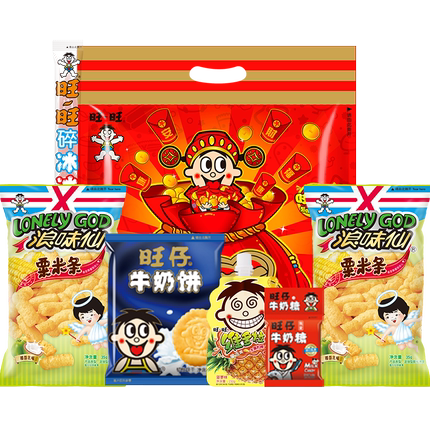 旺旺大礼包充饥零食饼干298g膨化食品送礼伴手过年年货节下午茶