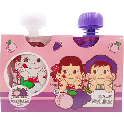 不二家吸吸果冻白桃味葡萄味156g