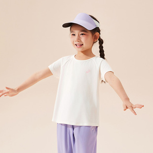 针织棉感索罗娜短袖 Asics 女童插肩袖 亚瑟士儿童25年夏季 T恤 新款