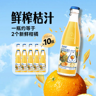 老北京北冰洋鲜榨桔汁气泡水236ml*10瓶果汁含量20%气泡果汁汽水