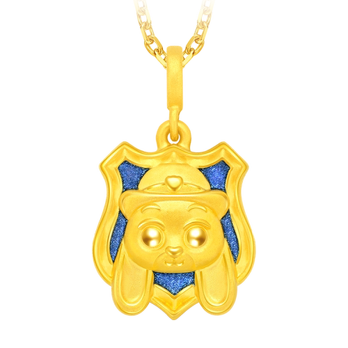 周大福疯狂动物城徽章足金吊坠