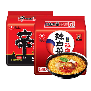 韩国农心辛拉面辣白菜拉面韩式拌面泡菜泡面袋装方便面