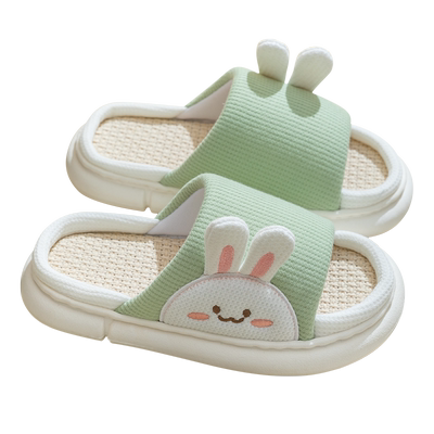 利达妮亚麻拖鞋女棉麻布可爱防滑