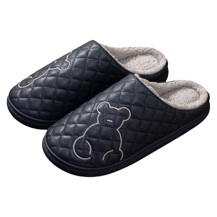洁丽雅防水棉拖鞋男士秋冬季2025新款室内家居情侣保暖包跟拖鞋女