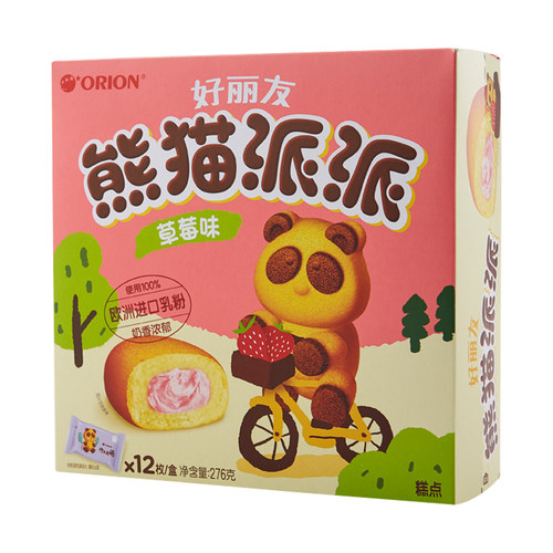 好丽友熊猫草莓味克/盒派