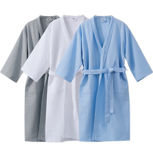 三利浴袍华夫格吸水速干纯棉春秋浴衣酒店女冬男长款情侣浴巾睡袍