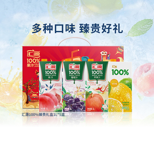 汇源果汁100%臻贵礼盒1L 5盒年货礼盒至少3口味送礼口味随机