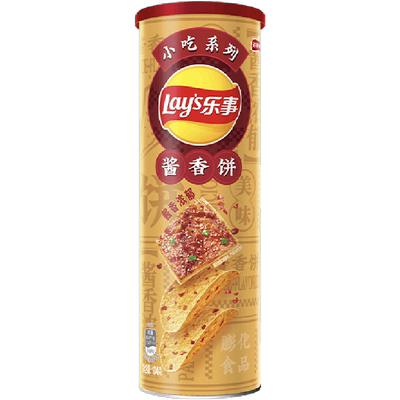 乐事罐装酱香饼味夜宵薯片104g