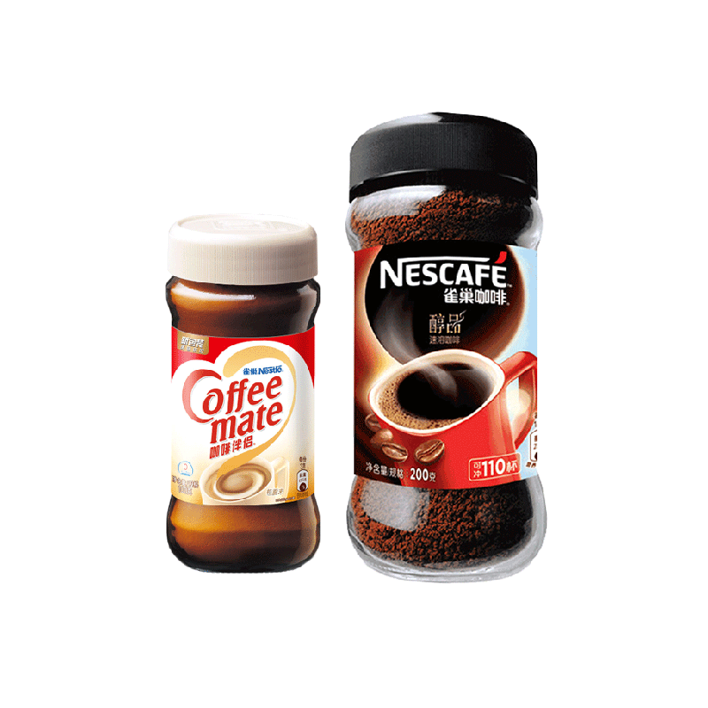 Nestle/雀巢速溶咖啡醇品黑咖啡200g+咖啡伴侣100g