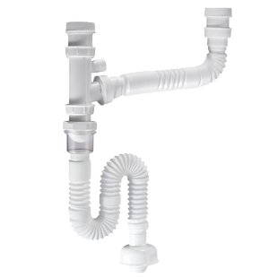 潜水艇双面盆下水管Y形洗手脸池台盆 洗衣柜三通二合一防臭排水管