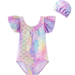 【UPF50+】迷你巴拉巴拉夏季女童甜美飞袖泳衣裙宝宝抗UV连体泳衣