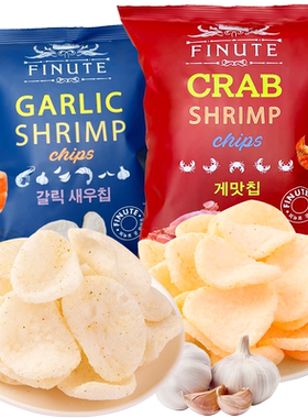 韩国Finute趣莱福蒜蟹味虾片2包