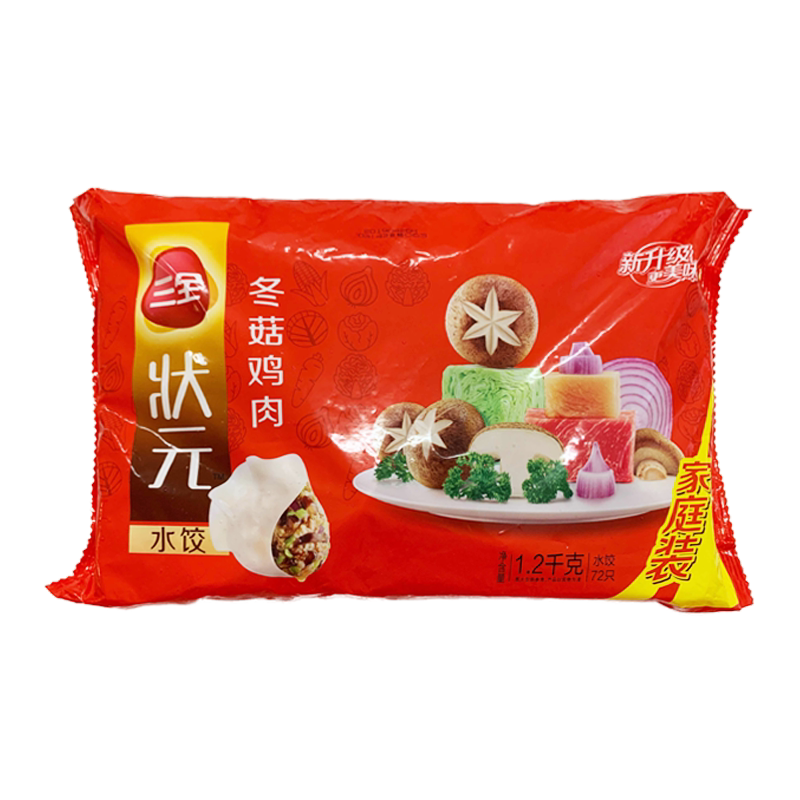 三全状元冬菇鸡肉水饺饺子饺子皮1.2千克/袋