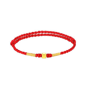 梦金园小方糖黄金手链几何转运珠硬金碎金子手绳足金手饰节日送礼