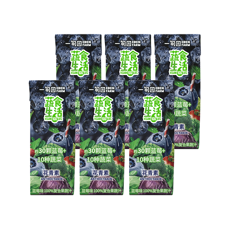 蔬食生活蓝莓味果蔬汁200mL*6盒