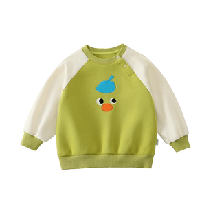 [造梦岛]齐齐熊宝宝卫衣春秋装男童套头上衣儿童撞色衣服2025新款