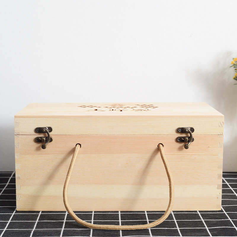 松木蜂蜜收纳盒木质蜂蜜礼品包装盒手提礼品木盒可定制蜂盒